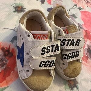 Golden Goose Kids Sneakers with Blue Star and Tan Accents
